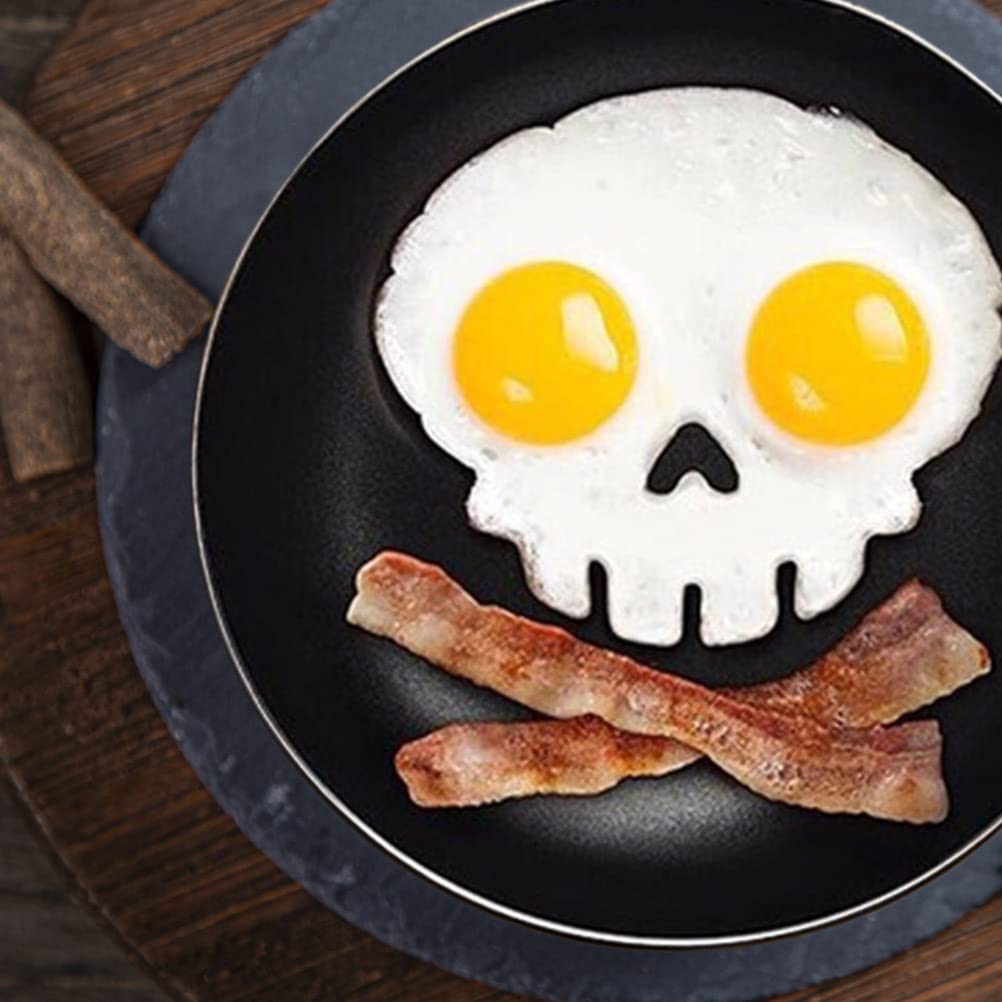 Funny Skeleton Head Breakfast Omelette Fried Egg, Silicone Non-Stick Egg Shaper Creative Pancake Form Maker Cooking Tool DIY Kitchen Accessories Gadget