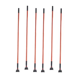 matthew cleaning commercial quick-change dust mop handle with clip-on metal gripper for heavy duty mop head replacement holder, fiberglass handle 60 inch 6packs-red