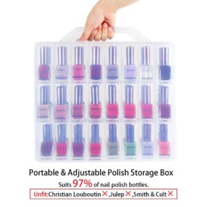 Nail Organizer Holder,Portable Universal Clear Double Side Organizer and Thread Storage Case for 48 Bottles Adjustable Dividers Space Saver