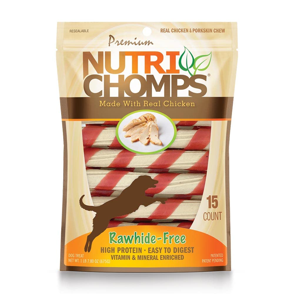 Nutri Chomps Dog Chews, Real Chicken, Peanut Butter and Milk Flavors | Easy to Digest Rawhide-Free Dog Treats