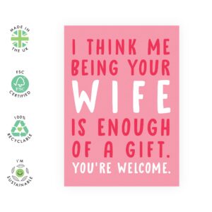 CENTRAL 23 Husband Birthday Card from Wife - Husband Valentines Day Card Funny - Anniversary Cards for Him - Funny Birthday Card For Men - Prank Gag Joke - Comes With Fun Stickers