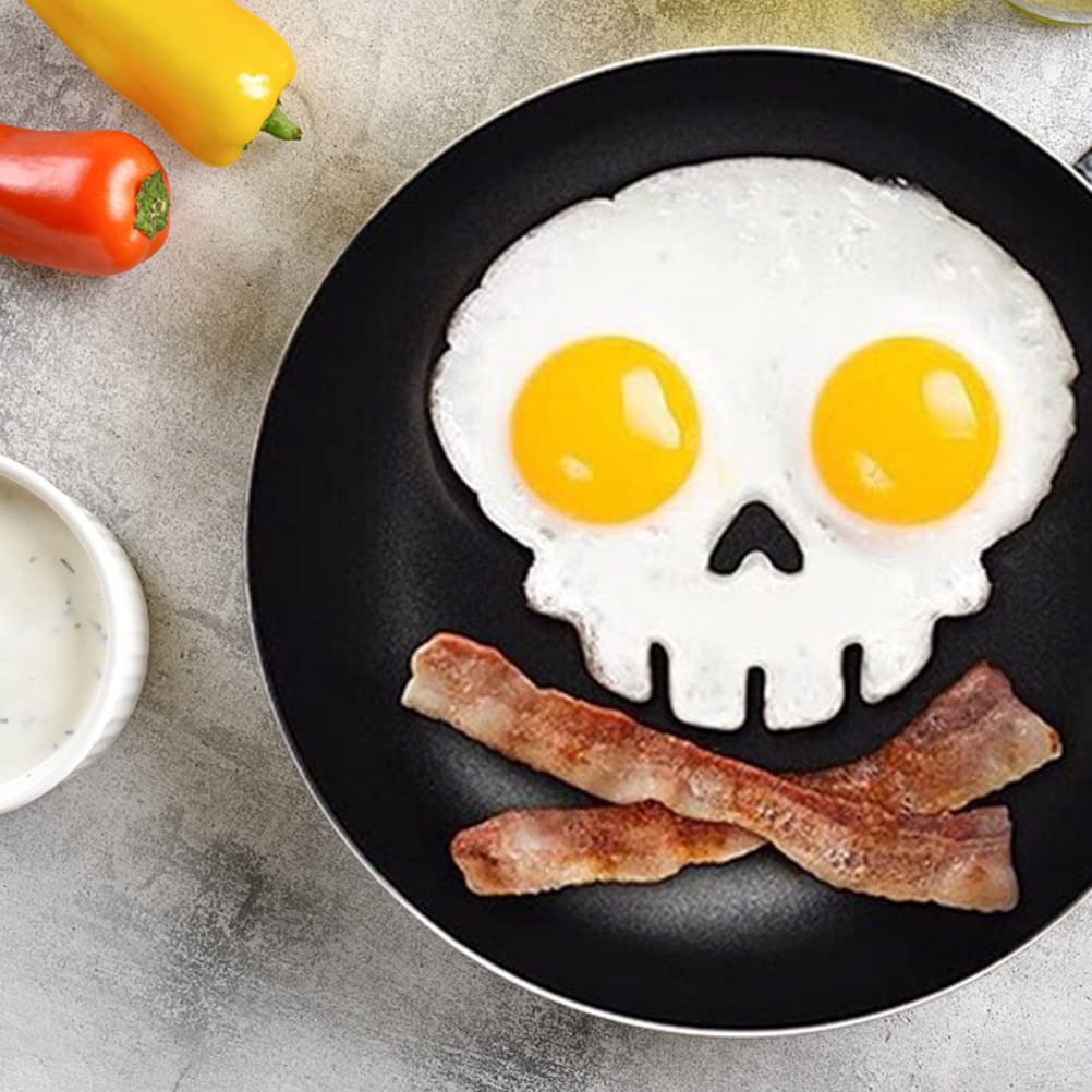 Funny Skeleton Head Breakfast Omelette Fried Egg, Silicone Non-Stick Egg Shaper Creative Pancake Form Maker Cooking Tool DIY Kitchen Accessories Gadget