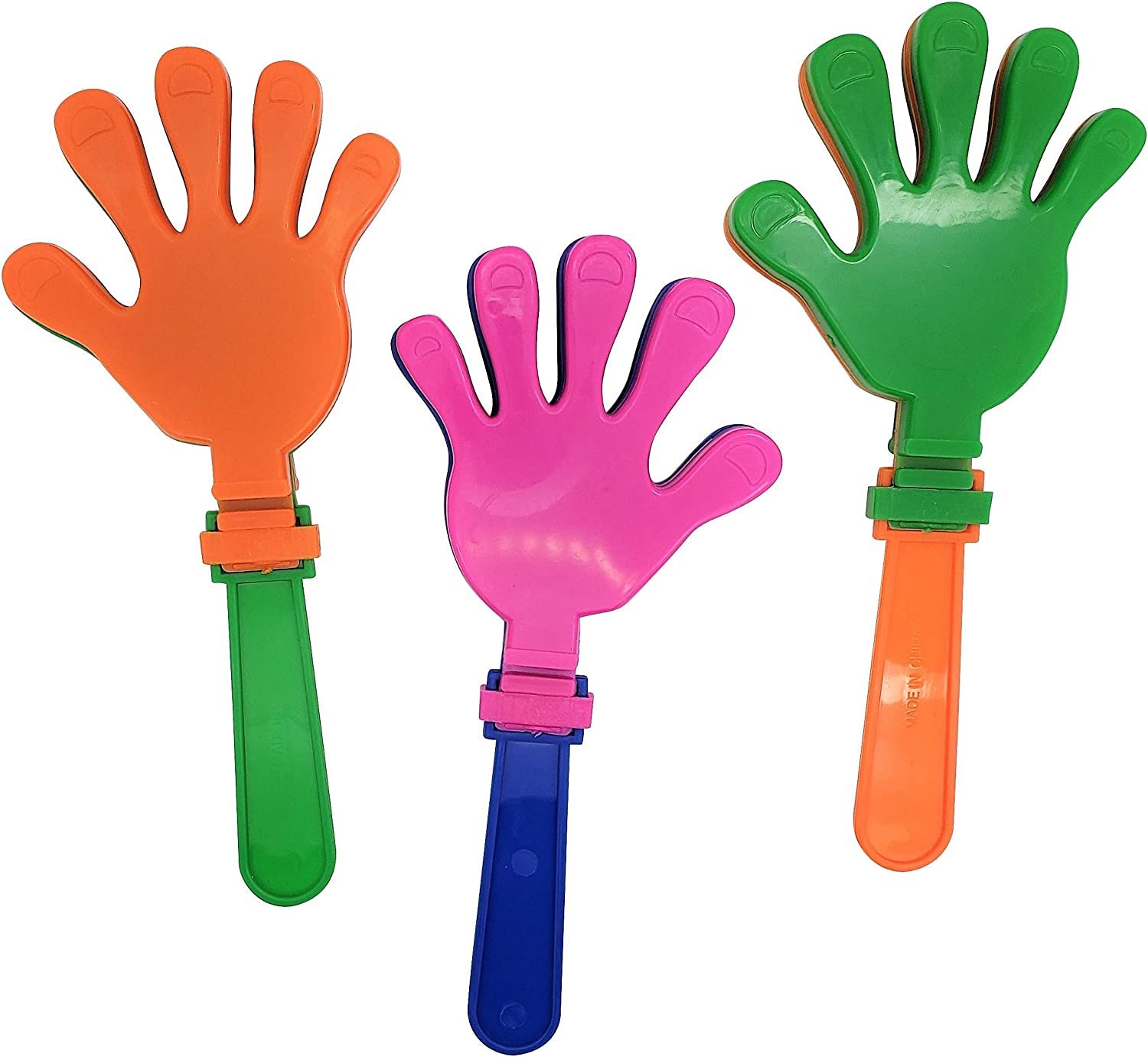 Colorful Large 7" Hand Clappers (12 Pack) Plastic. Perfect Noisemakers for Parties, Sporting Events, Graduation Celebrations, Birthday Surprise Party or any other Noise Requiring Occasion!