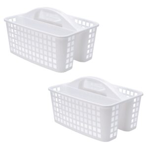 simplify 2 pack utility caddy | dimensions: 12"x 9.2"x 7.5" | 3 compartments | great for home | dorm | 3 compartments | home organization | white