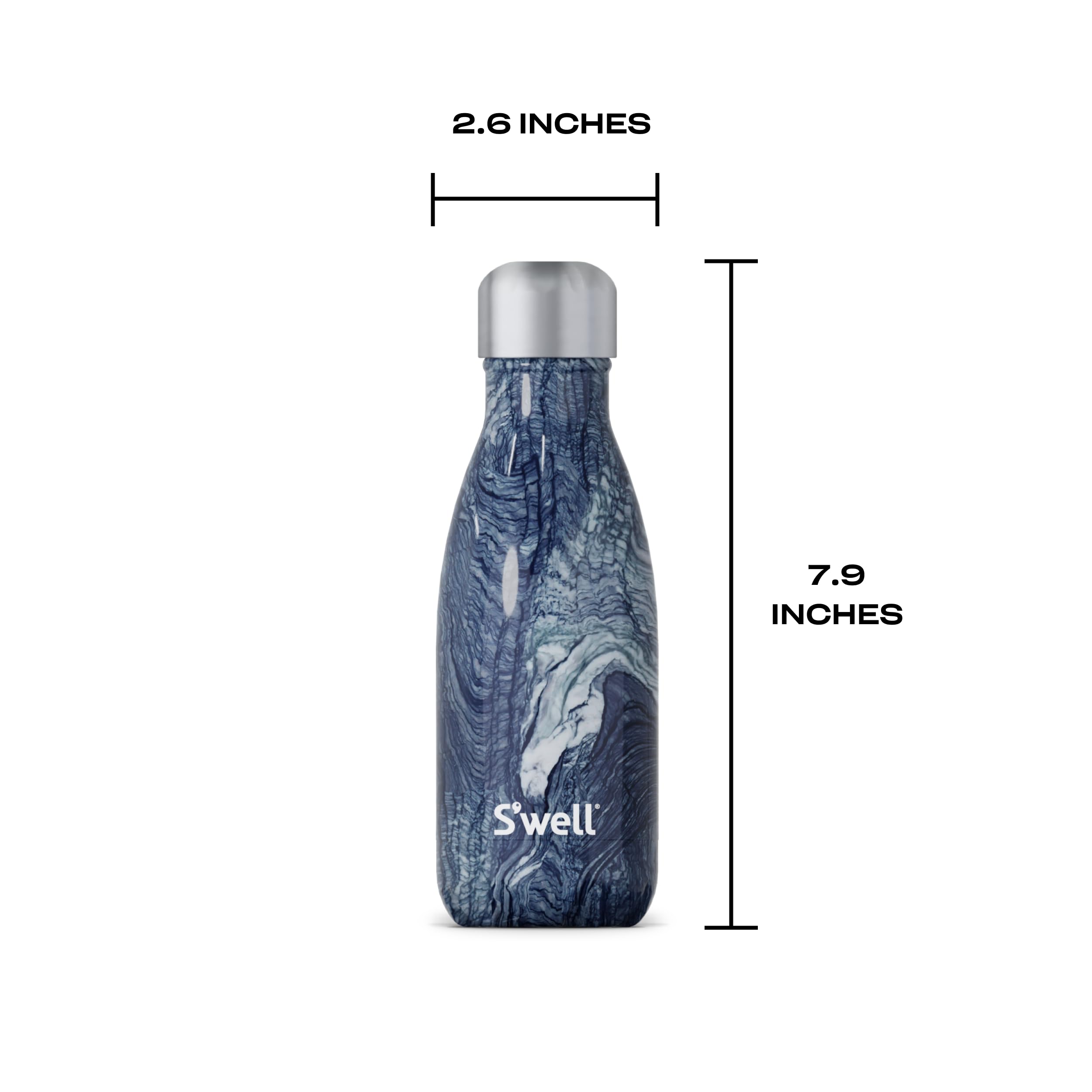 S'well Stainless Steel Water Bottle, 9oz, Azurite Marble, Triple Layered Vacuum Insulated Containers Keeps Drinks Cold for 24 Hours and Hot for 12, BPA Free, Perfect for On the Go