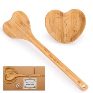 heart shaped wooden spoon & heart spoon rest with a unique bumble bee design. queen bee kitchen decor and accessories - engraved with just add love