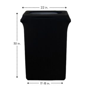 YOUR CHAIR COVERS - 23 Gallon Spandex Slim Jim Narrow Trash Can Cover - Black