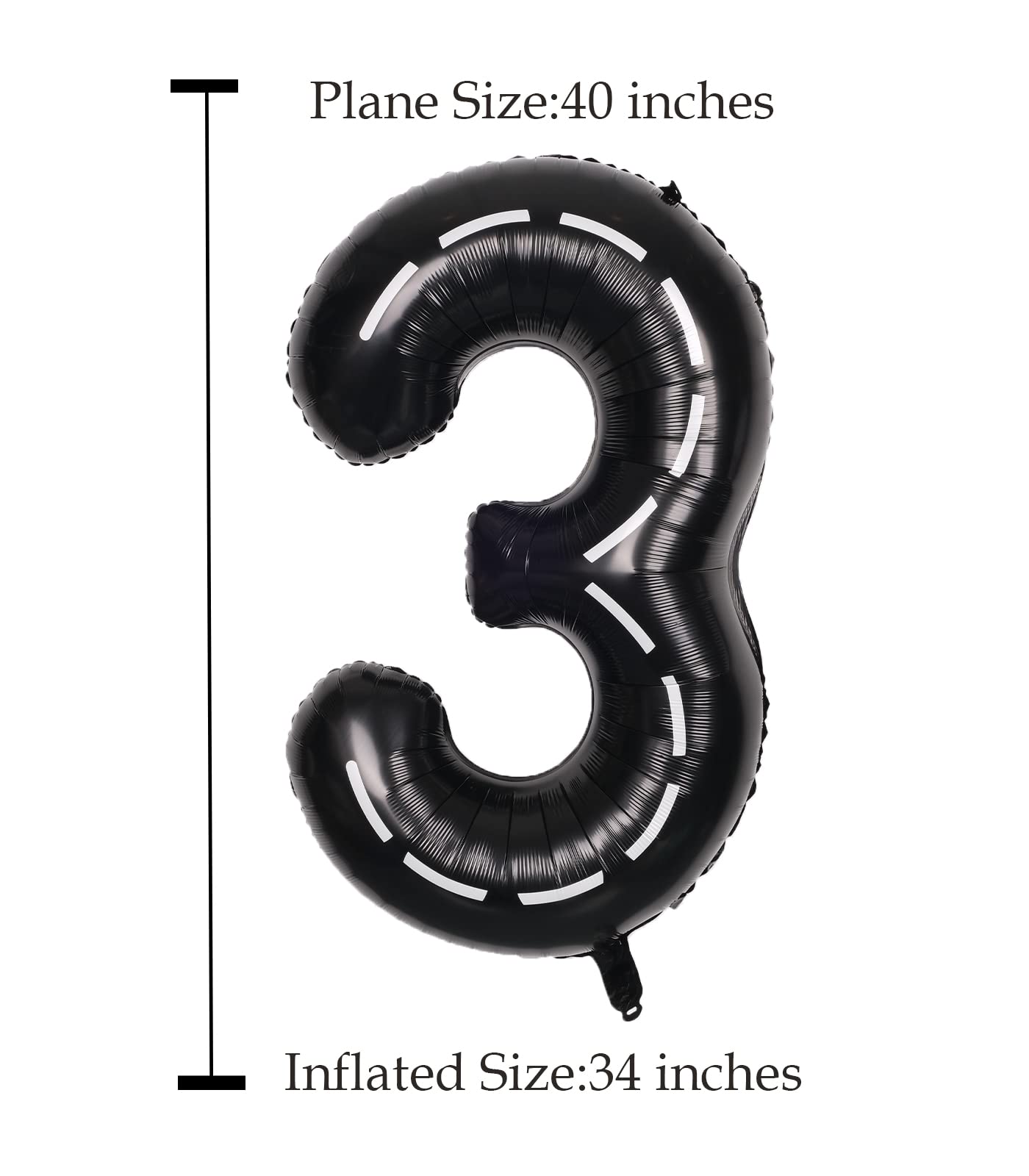 SULALABOO 40Inch Black Number 3 Balloon Large Helium Number Balloons 0-9 Giant Digital 3rd Foil Mylar Big Party Balloon for Boy Birthday Party Anniversary Graduation Decorations