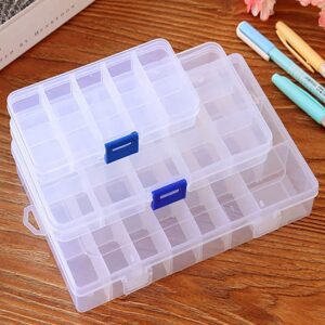 10/15/24 Grids Clear Plastic Organizer Box Storage Container Jewelry Box with Adjustable Dividers for Beads Art DIY Crafts Jewelry Fishing Tackles, Plastic Jewelry Box Organizer Storage Container 15