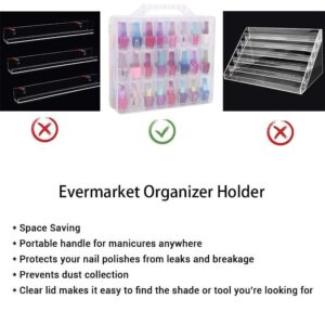 Nail Organizer Holder,Portable Universal Clear Double Side Organizer and Thread Storage Case for 48 Bottles Adjustable Dividers Space Saver