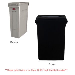 YOUR CHAIR COVERS - 23 Gallon Spandex Slim Jim Narrow Trash Can Cover - Black