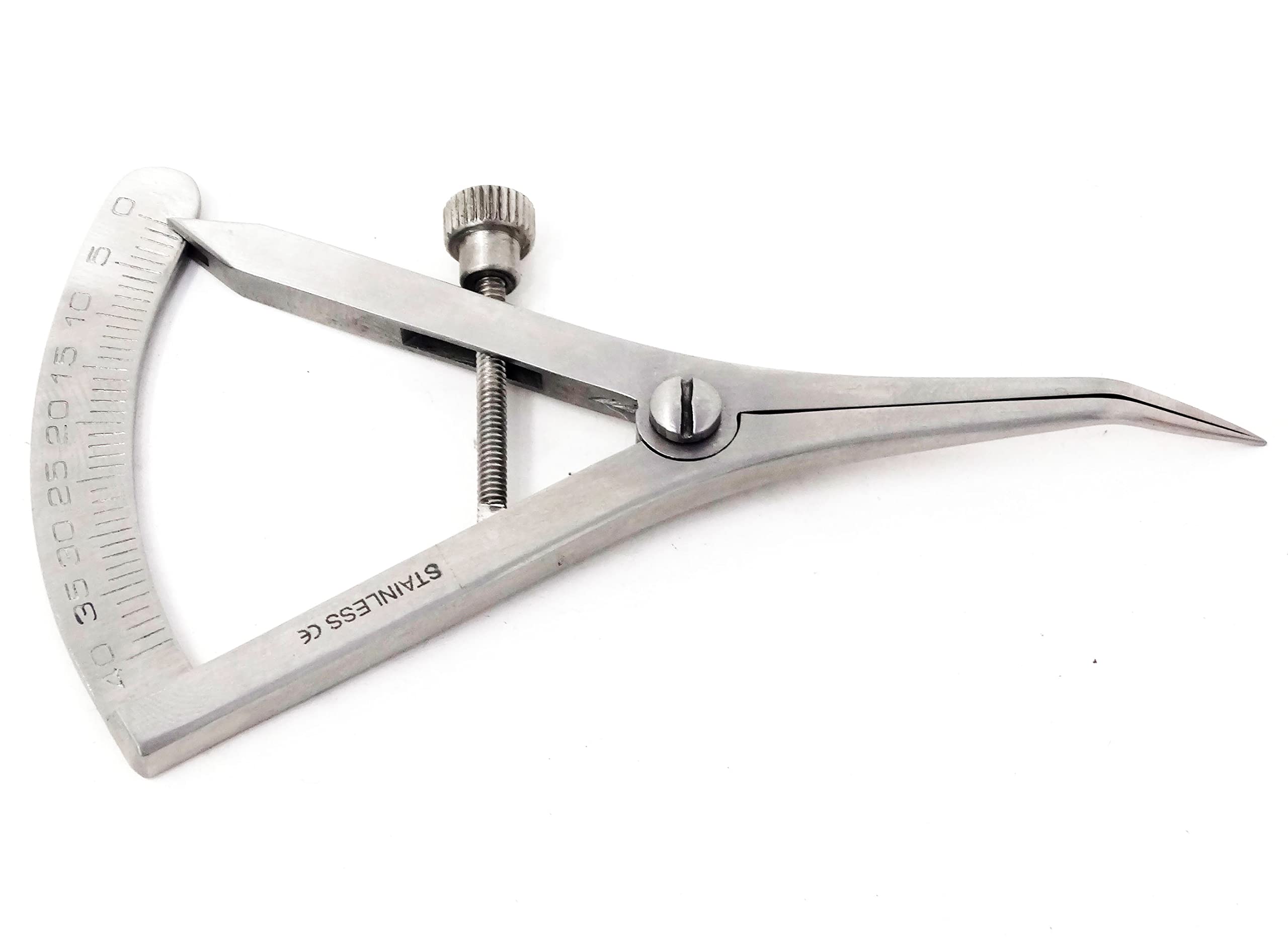 A2Z CASTROVIEJO Caliper Measuring & Marking Device with Graduated 0-40mm Scale and Adjustable Thumbscrew, Stainless Steel Orthopedic Ophthalmic Surgical Medical Measuring Instrument (3.5" Angled)