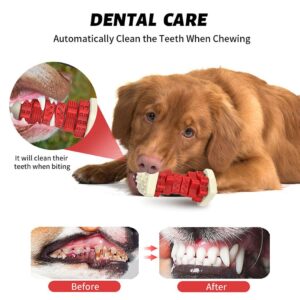 New 2023 Shape Rubber Indestructible Treat Dispensing Puzzle Bite Interactive Pet Chew Dog Toy, Automatically clean the teeth when chewing (Red and White)