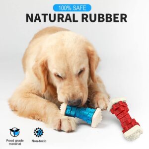 New 2023 Shape Rubber Indestructible Treat Dispensing Puzzle Bite Interactive Pet Chew Dog Toy, Automatically clean the teeth when chewing (Red and White)