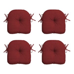 arden selections outdoor tufted bistro seat cushion, set of 4, 14.5 in x 15 in, rain-proof, fade resistant 15 inch, ruby red leala