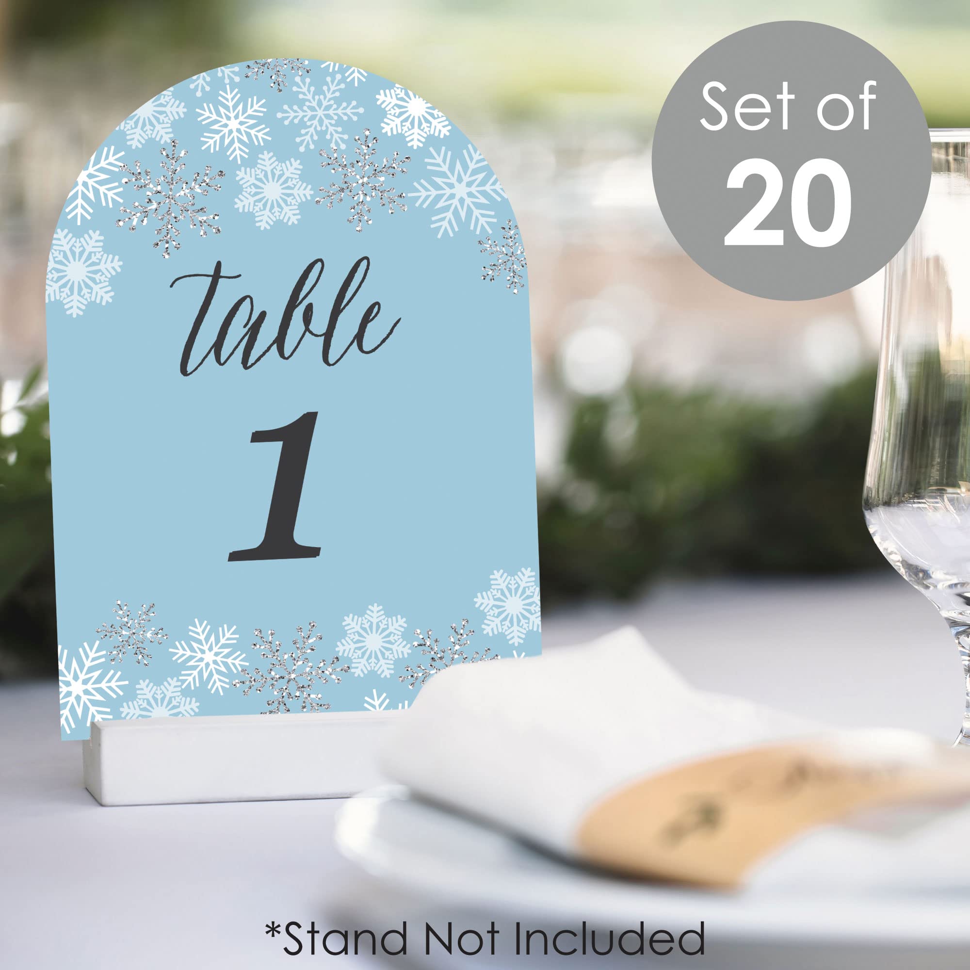 Big Dot of Happiness Winter Wonderland - Snowflake Holiday Party and Winter Wedding Double-Sided 5 x 7 inches Cards - Table Numbers - 1-20