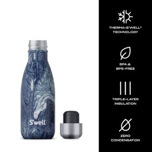 S'well Stainless Steel Water Bottle, 9oz, Azurite Marble, Triple Layered Vacuum Insulated Containers Keeps Drinks Cold for 24 Hours and Hot for 12, BPA Free, Perfect for On the Go