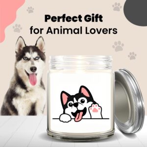 1OAK Lavender Scented Candles - Dog Mom Gifts for Women - Dog Candle - Candle Christmas Gift - Dog Owner Gifts - Dog Lover Gifts for Women - Dog Themed Gifts - Made in USA (Husky)