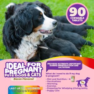 Prenatal Dog Vitamins – Multivitamin for Dogs and Cats with Folic Acid, Minerals and Amino Acids. Ideal for Pregnant, Breast Feeding and Newborn Pets – Senior Dog Supplement, Complete Puppy Vitamins.