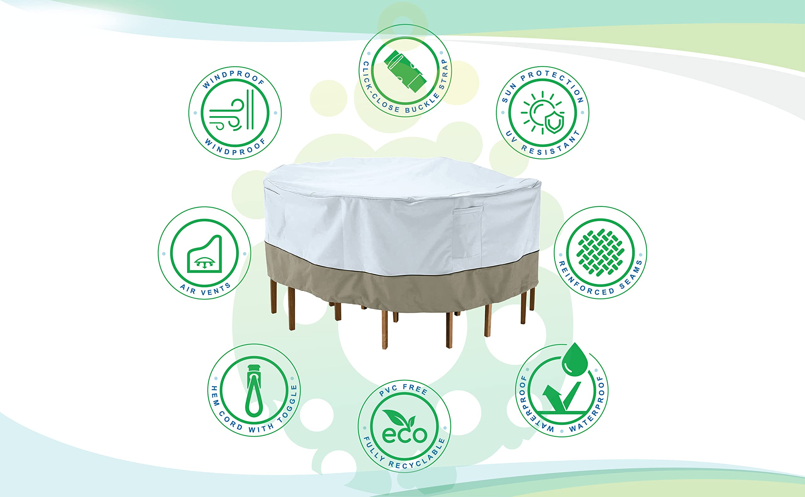 monsoon Large 108 in. Round Patio Table with Chairs Cover 108L x 108W x 29H