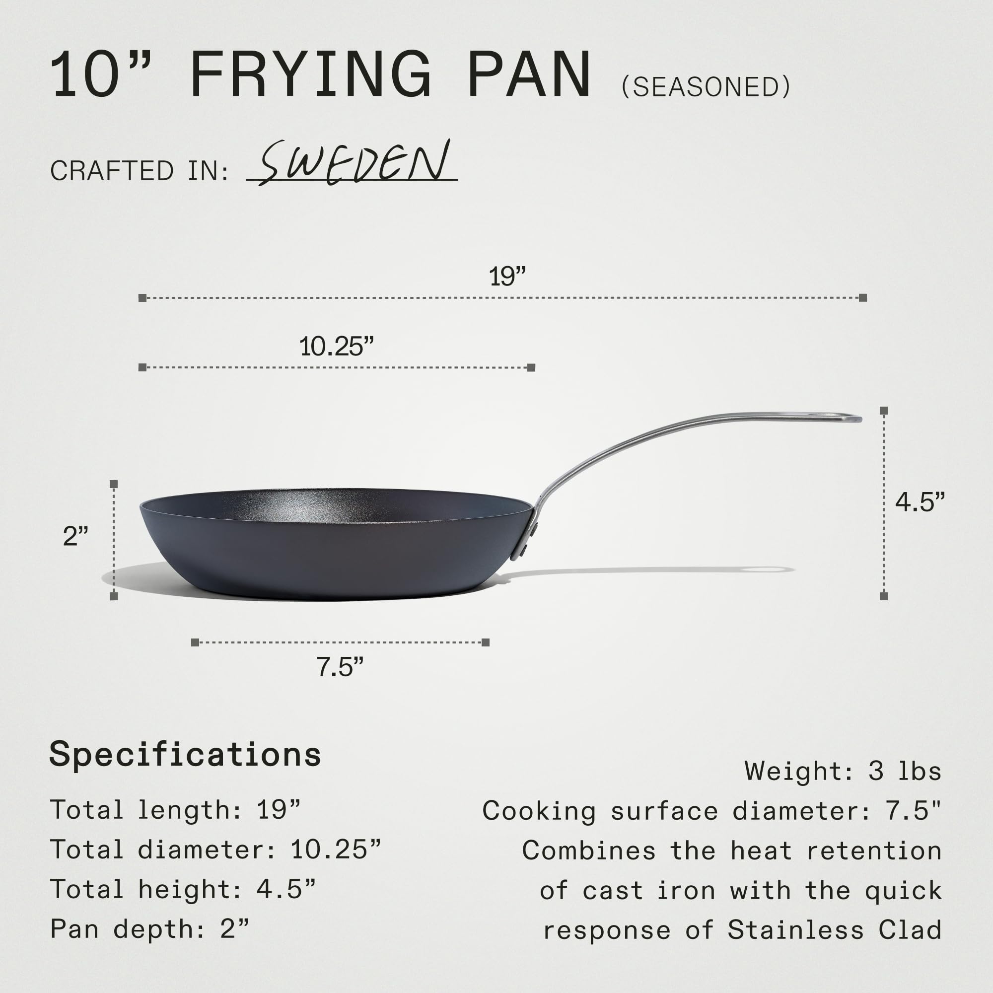 Made In Cookware - Seasoned 10" Blue Carbon Steel Frying Pan - (Like Cast Iron, but Better) - Professional Cookware - Crafted in Sweden - Induction Compatible