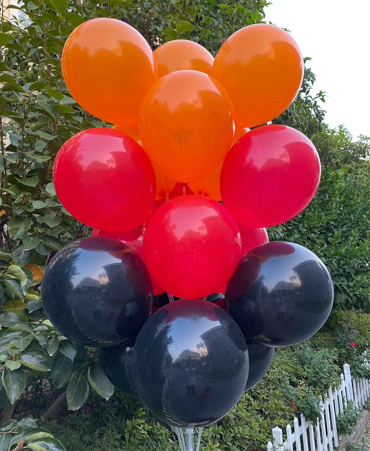 JODIDI 100 Pcs 12 Inch Latex Balloons in Black, Orange, and Red - Perfect for Halloween, Graduation, Birthday, Baby Shower Party Decorations