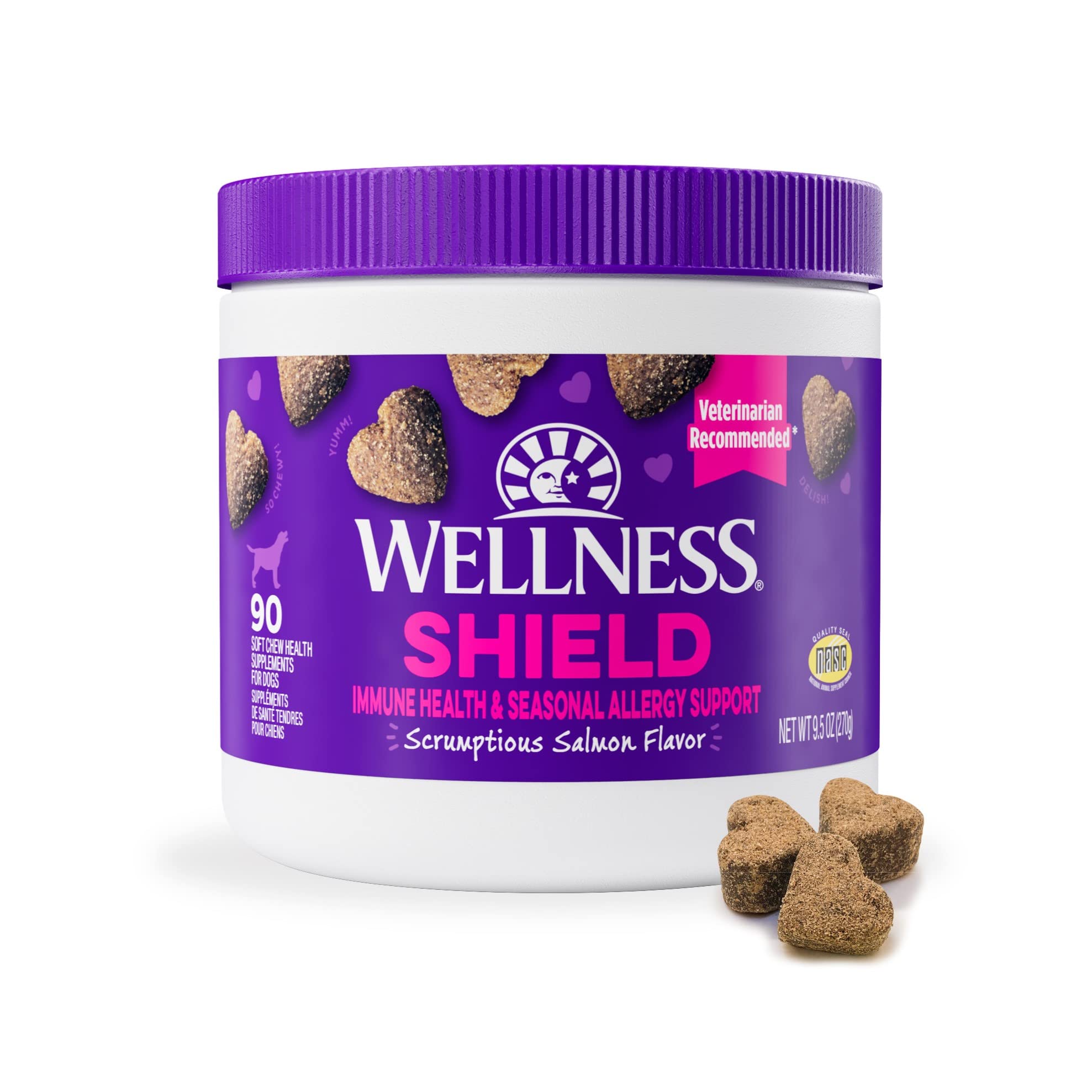 Wellness Salmon Flavored Soft Chew Immune & Allergy Supplements for Dogs, 90 Count