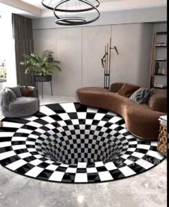 sxgch 3d illusion carpet, optical illusion carpet, vortex illusion carpet doormat for living room carpet for living room bedroom office-e_100cm