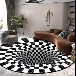 SXGCH 3D Illusion Carpet, Optical Illusion Carpet, Vortex Illusion Carpet Doormat for Living Room Carpet for Living Room Bedroom Office-E_100cm