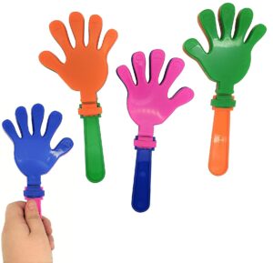 colorful large 7" hand clappers (12 pack) plastic. perfect noisemakers for parties, sporting events, graduation celebrations, birthday surprise party or any other noise requiring occasion!