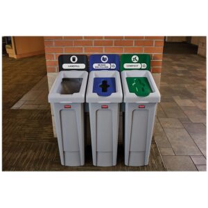 Rubbermaid Commercial Products Slim Jim Recycling Station 1-Stream Compost Bin/Can/Kit/Station, 23 GAL, for Kitchens/Classrooms/Offices/Back of House/Higher Education/Commercial Facilities