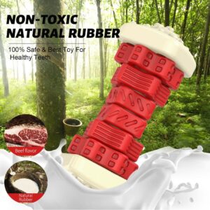 New 2023 Shape Rubber Indestructible Treat Dispensing Puzzle Bite Interactive Pet Chew Dog Toy, Automatically clean the teeth when chewing (Red and White)