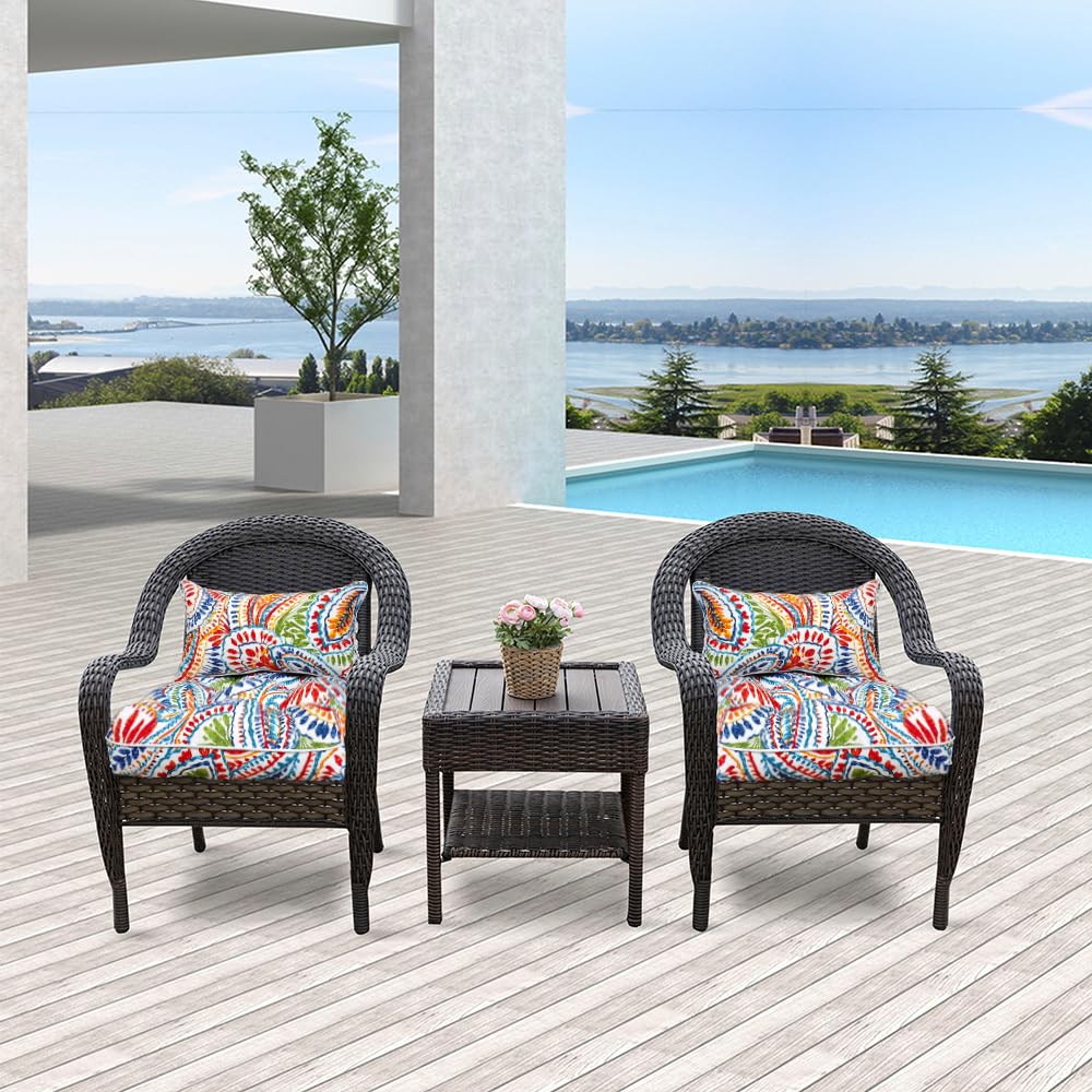 JMGBird Outdoor Chair Cushion Set of 2 Patio Cushions 19x19 with Ties Outdoor Cushions for Patio Furniture