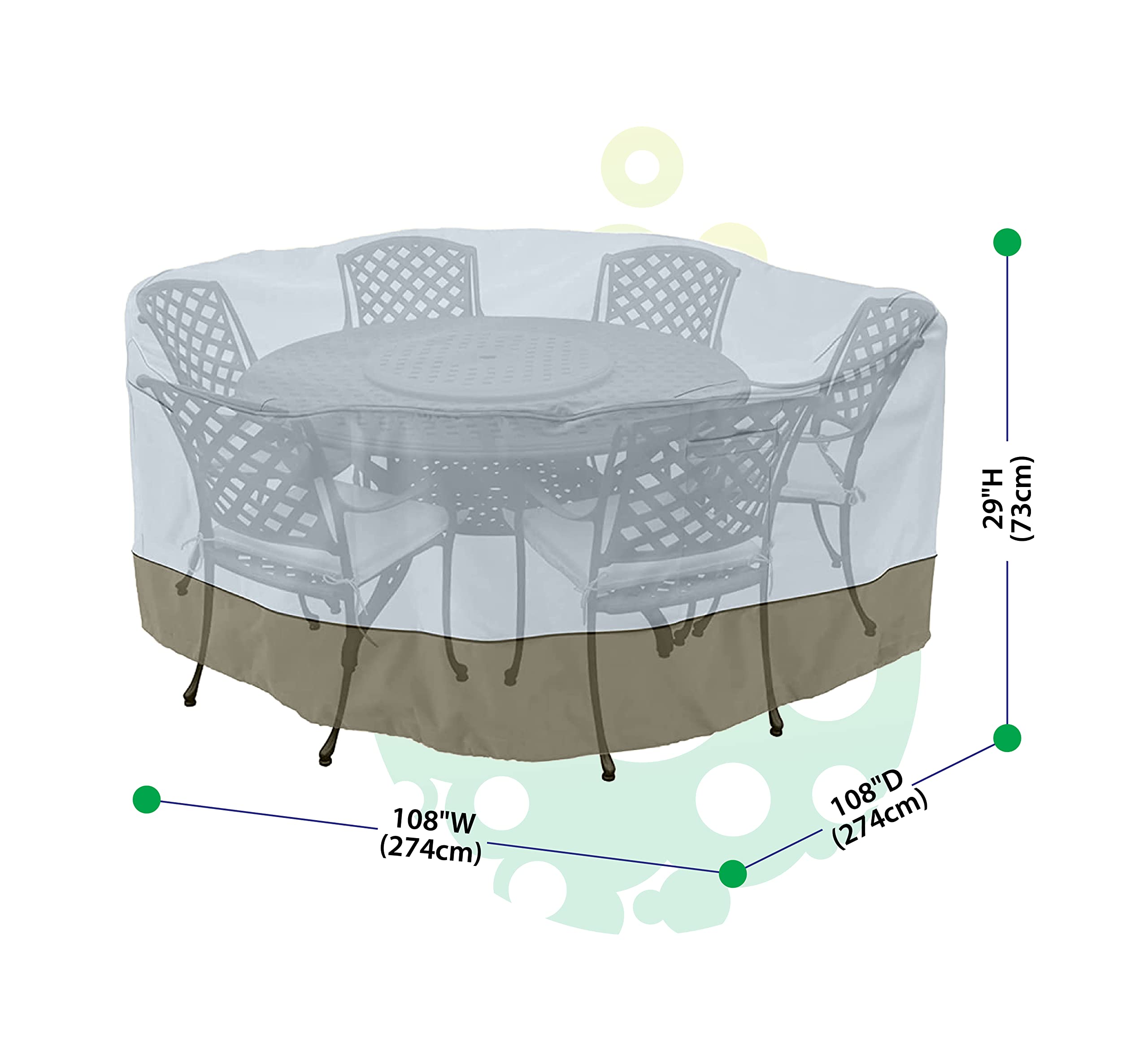 monsoon Large 108 in. Round Patio Table with Chairs Cover 108L x 108W x 29H