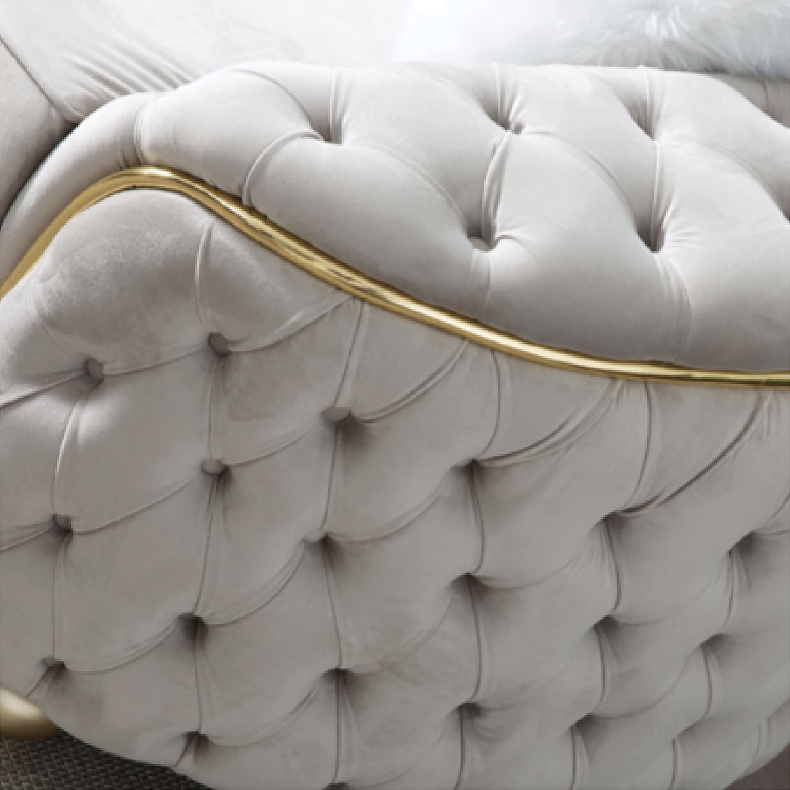 Beyan Signature Bursa 84 in. Loveseat in Cream Velvet