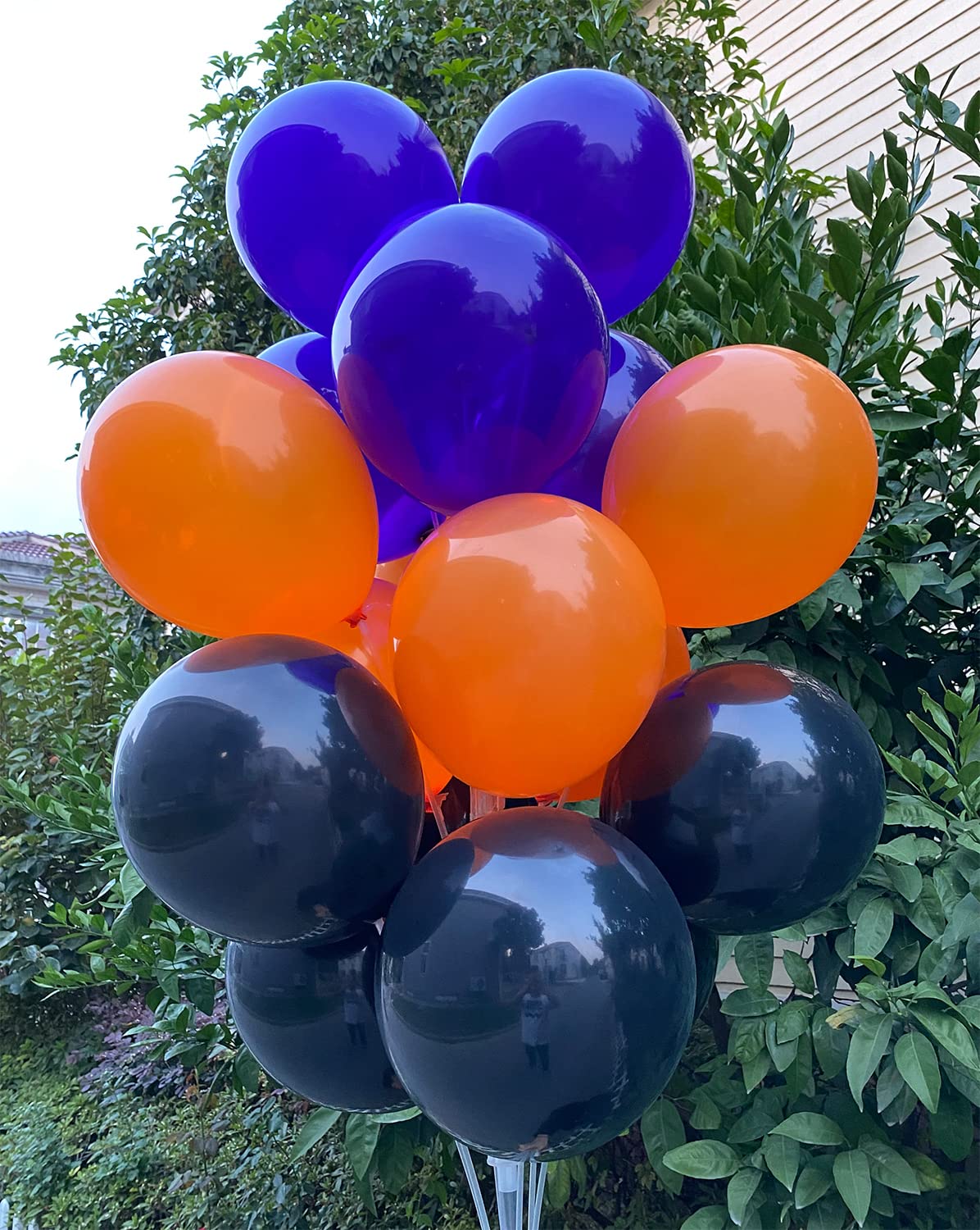 JODIDI 100 Pcs 12-Inch Latex Balloons in Black, Orange, and Purple - Perfect for Halloween, Graduation, Birthday, Baby Shower, and Party Decorations