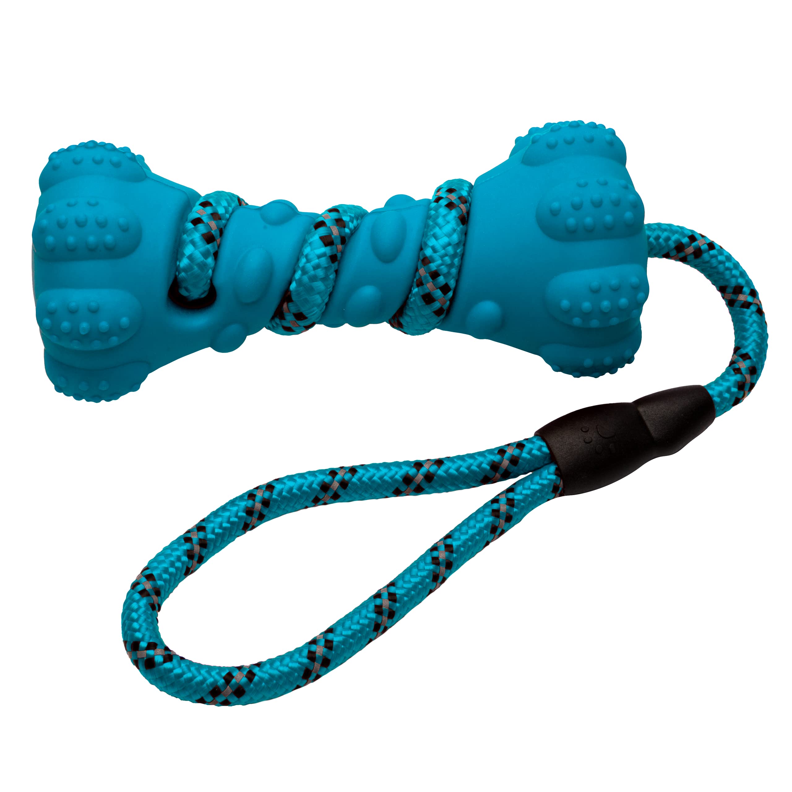 PetPurpose Interactive Dog Toys for Aggressive Chewers, Puppies, and Active Dogs with Rubber Teeth Cleaning Textured Chew Surface and Throw or Tug Rope, Heavy Duty (Blue)