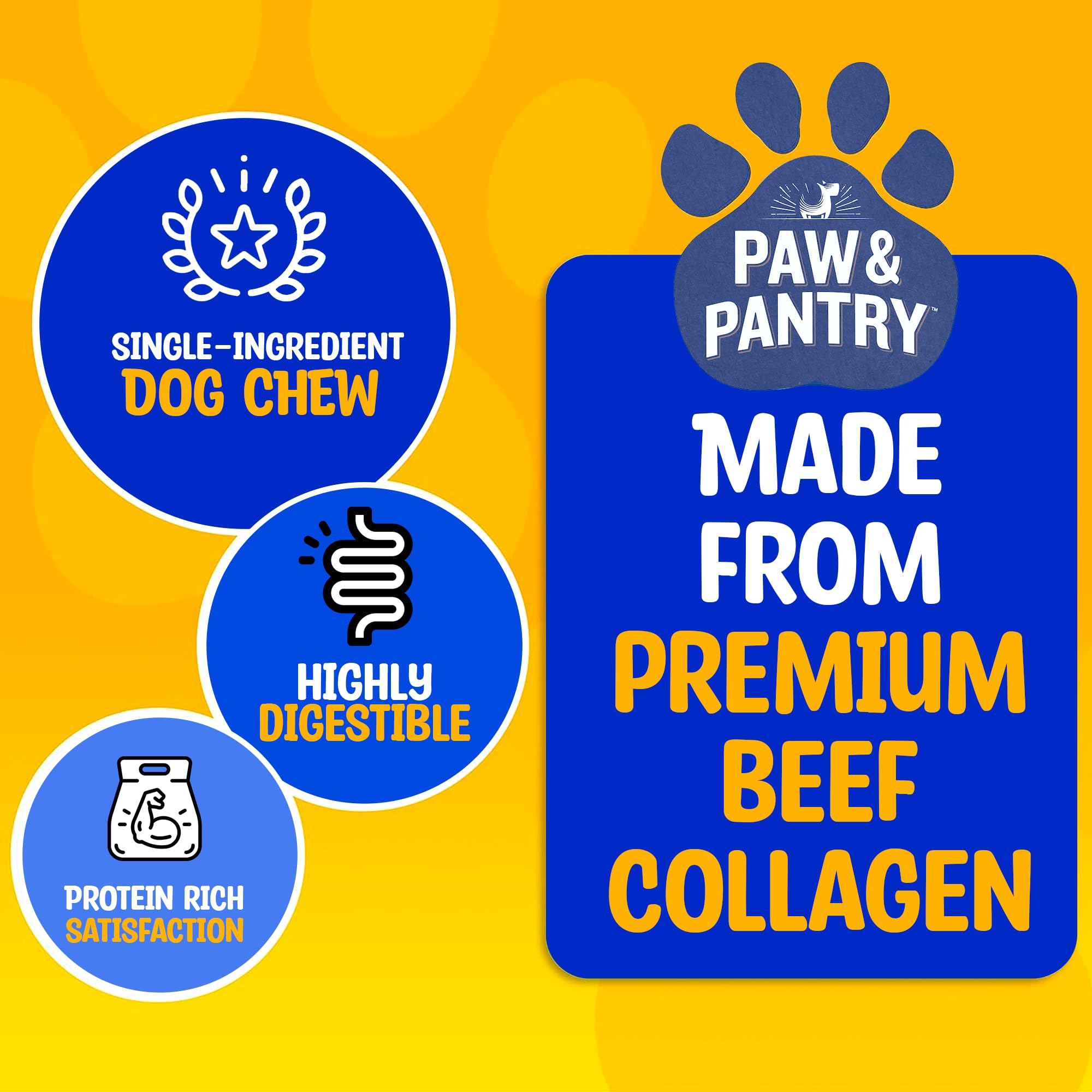 Paw & Pantry 6" Beef Collagen Sticks for Dogs (8 Pk) - Rawhide Free All Natural Collagen Chews for Dogs - Long Lasting Dog Collagen Sticks - Dog Treats Promote Hip, Joint, Skin, Coat, & Dental Health