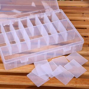 10/15/24 Grids Clear Plastic Organizer Box Storage Container Jewelry Box with Adjustable Dividers for Beads Art DIY Crafts Jewelry Fishing Tackles, Plastic Jewelry Box Organizer Storage Container 15