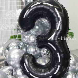 SULALABOO 40Inch Black Number 3 Balloon Large Helium Number Balloons 0-9 Giant Digital 3rd Foil Mylar Big Party Balloon for Boy Birthday Party Anniversary Graduation Decorations