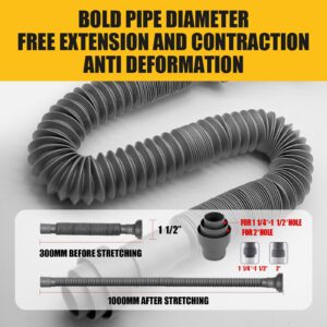 Bathroom Sink Drain Kit with Pop-up Sink Drain Stopper Assembly, Flexible & Expandable P-trap Drain pipe Anti-Odor, for drains including for 1-1/4'' & 1-1/2''