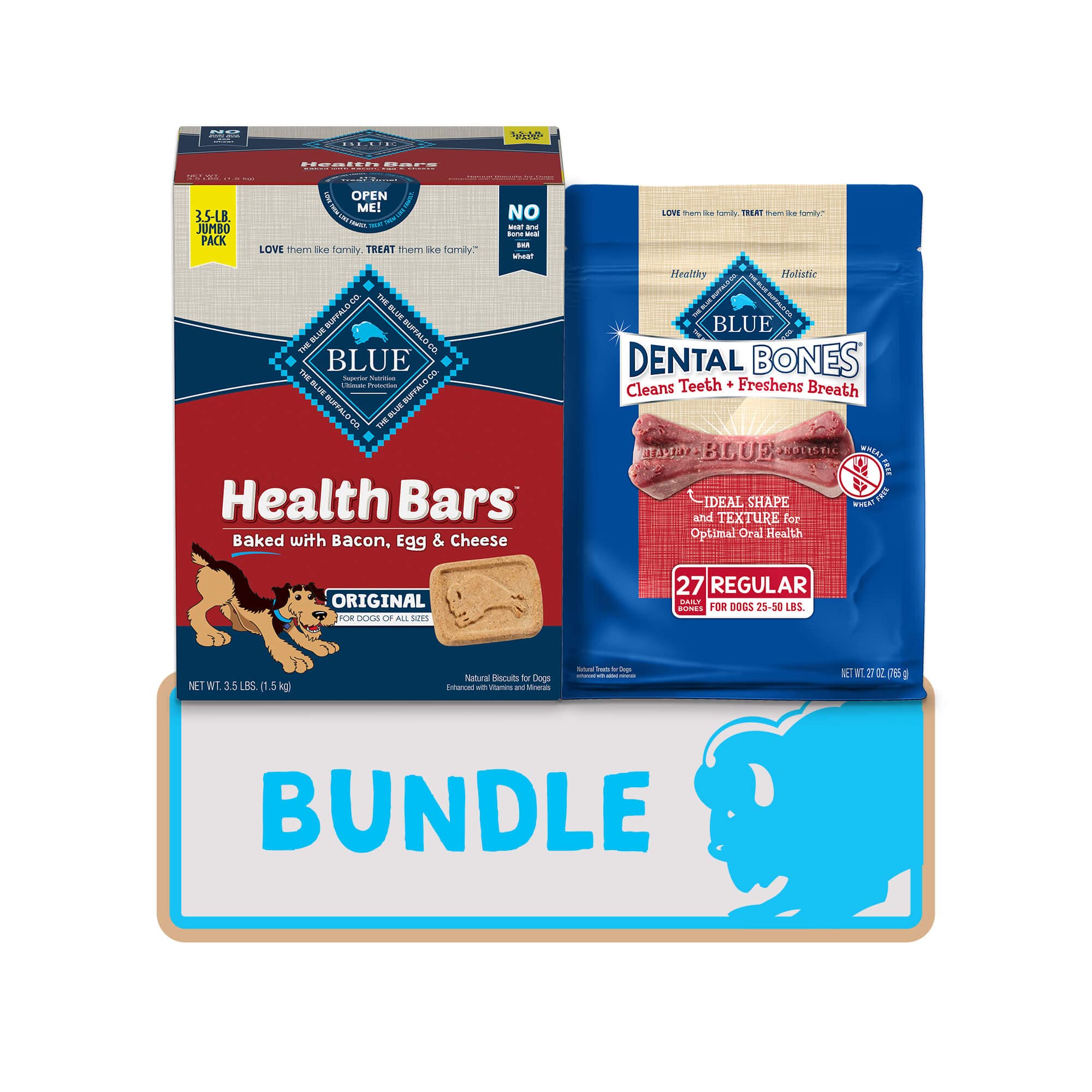 Blue Buffalo Health Bars and Dental Bones Dog Treats Variety Bundle