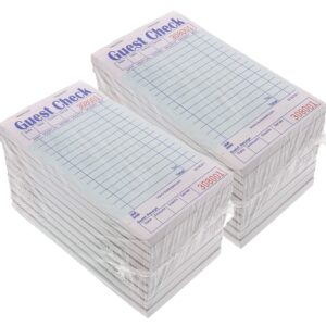 Guest Check Books For Servers 20 Books (1,000 Sheets) - Thick, Bleed Resistant Paper | 1 Part Green Paper Waitress Notepad with Guest Receipt | Server Books For Waitress