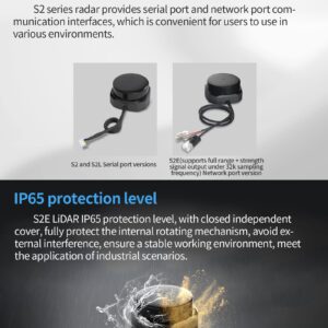 Slamtec RPLIDAR S2E Lidar Sensor 2D 360 Degree 30 Meters Scanning Radius LIDAR Scanner with Ethernet UDP Interface for ROS/ROS2 Obstacle Avoidance and Navigation of Robots