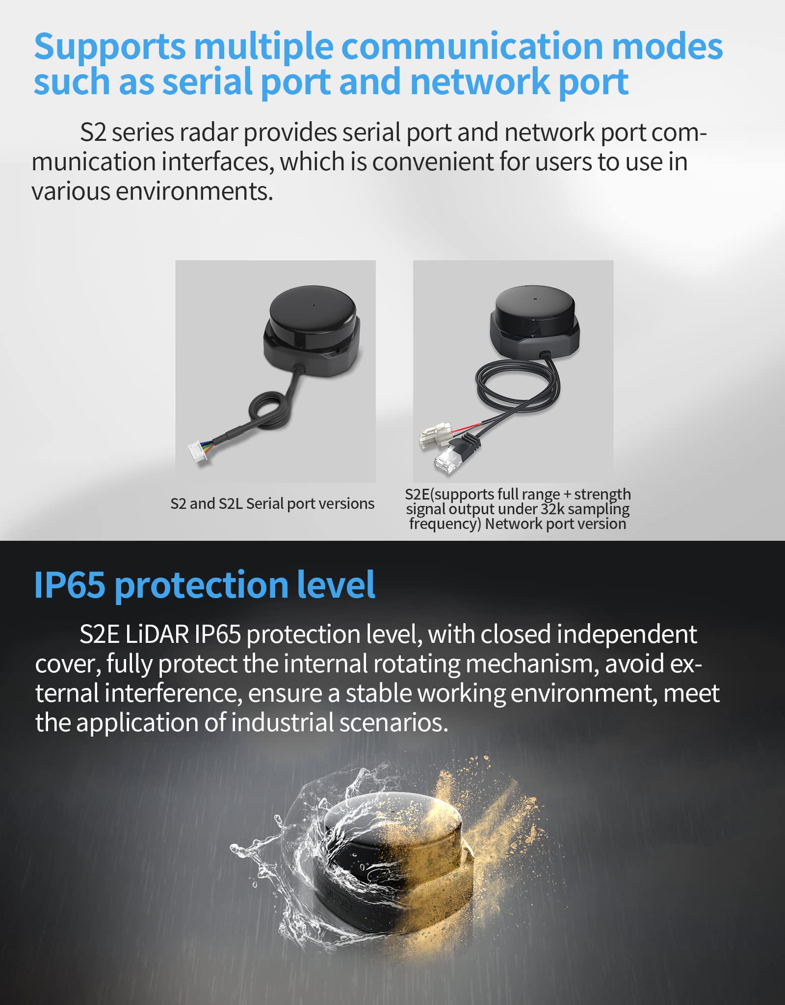 Slamtec RPLIDAR S2E Lidar Sensor 2D 360 Degree 30 Meters Scanning Radius LIDAR Scanner with Ethernet UDP Interface for ROS/ROS2 Obstacle Avoidance and Navigation of Robots