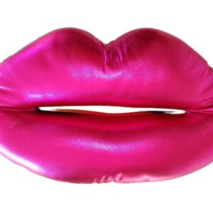 iscream Good Lovin' SWAK Giant 29.5" x 23" Lips Shaped Microbead Accent Pillow, Metallic Pink and Rainbow