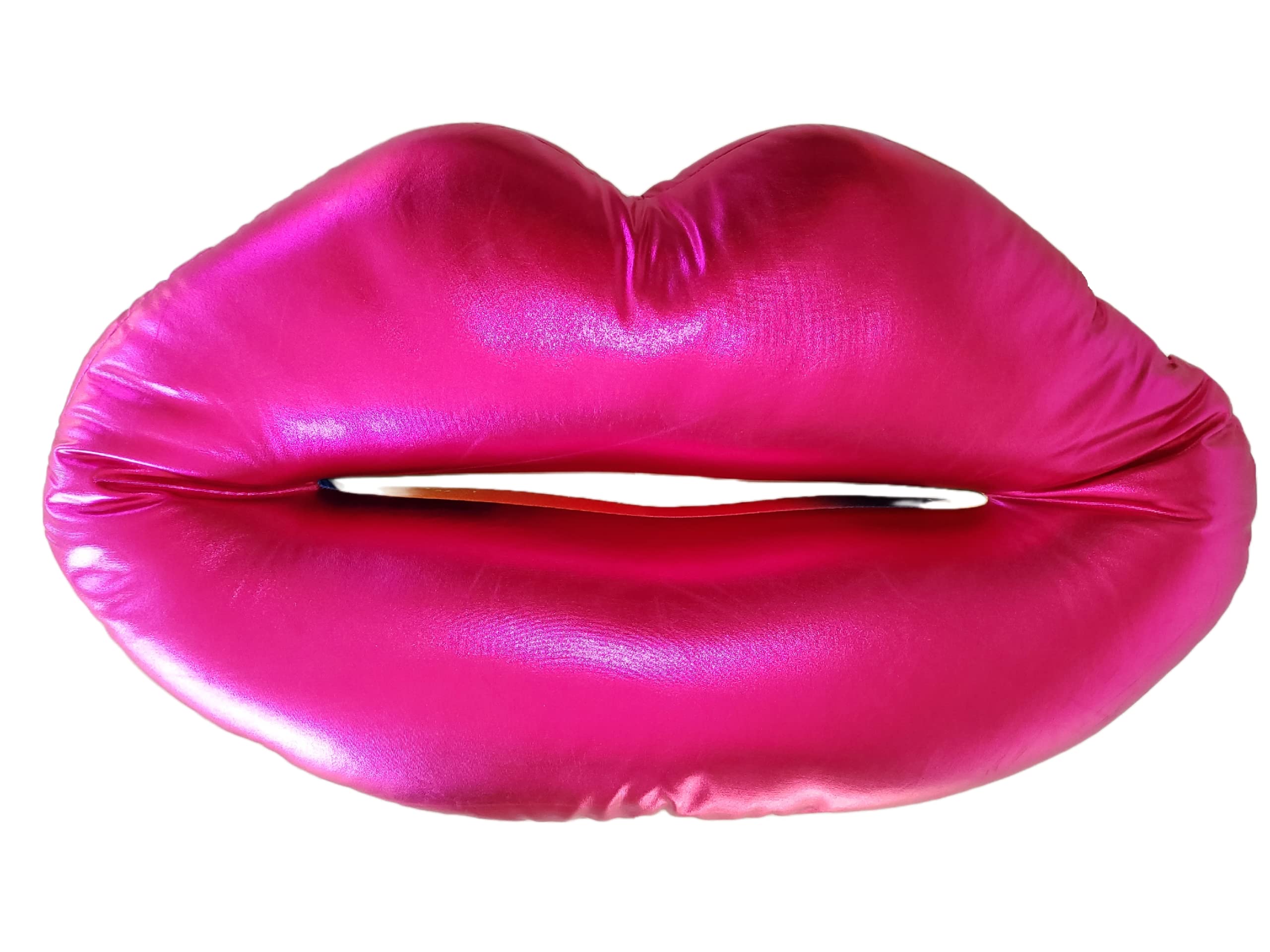 iscream Good Lovin' SWAK Giant 29.5" x 23" Lips Shaped Microbead Accent Pillow, Metallic Pink and Rainbow