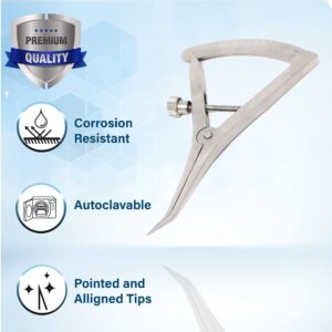 A2Z CASTROVIEJO Caliper Measuring & Marking Device with Graduated 0-40mm Scale and Adjustable Thumbscrew, Stainless Steel Orthopedic Ophthalmic Surgical Medical Measuring Instrument (3.5" Angled)