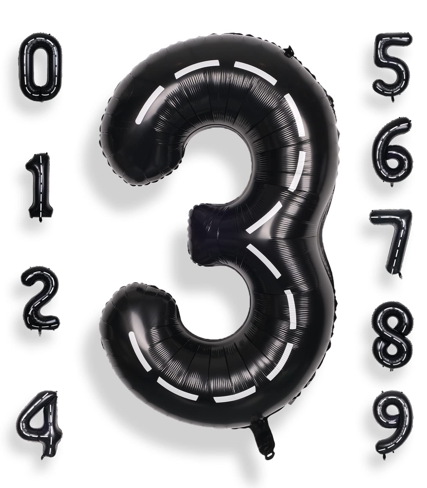 SULALABOO 40Inch Black Number 3 Balloon Large Helium Number Balloons 0-9 Giant Digital 3rd Foil Mylar Big Party Balloon for Boy Birthday Party Anniversary Graduation Decorations