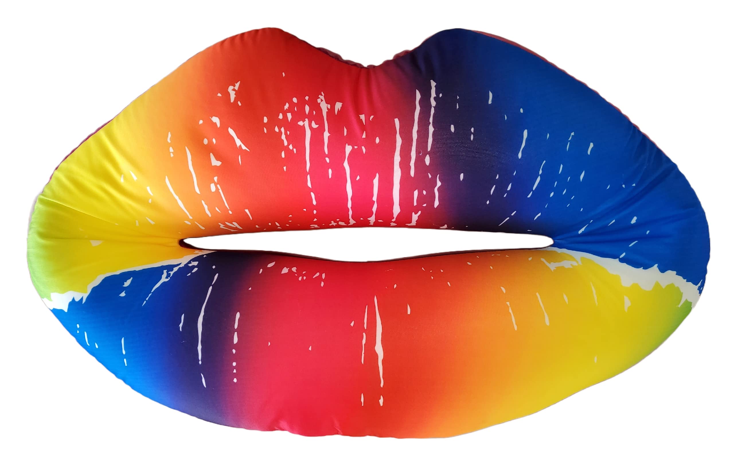 iscream Good Lovin' SWAK Giant 29.5" x 23" Lips Shaped Microbead Accent Pillow, Metallic Pink and Rainbow